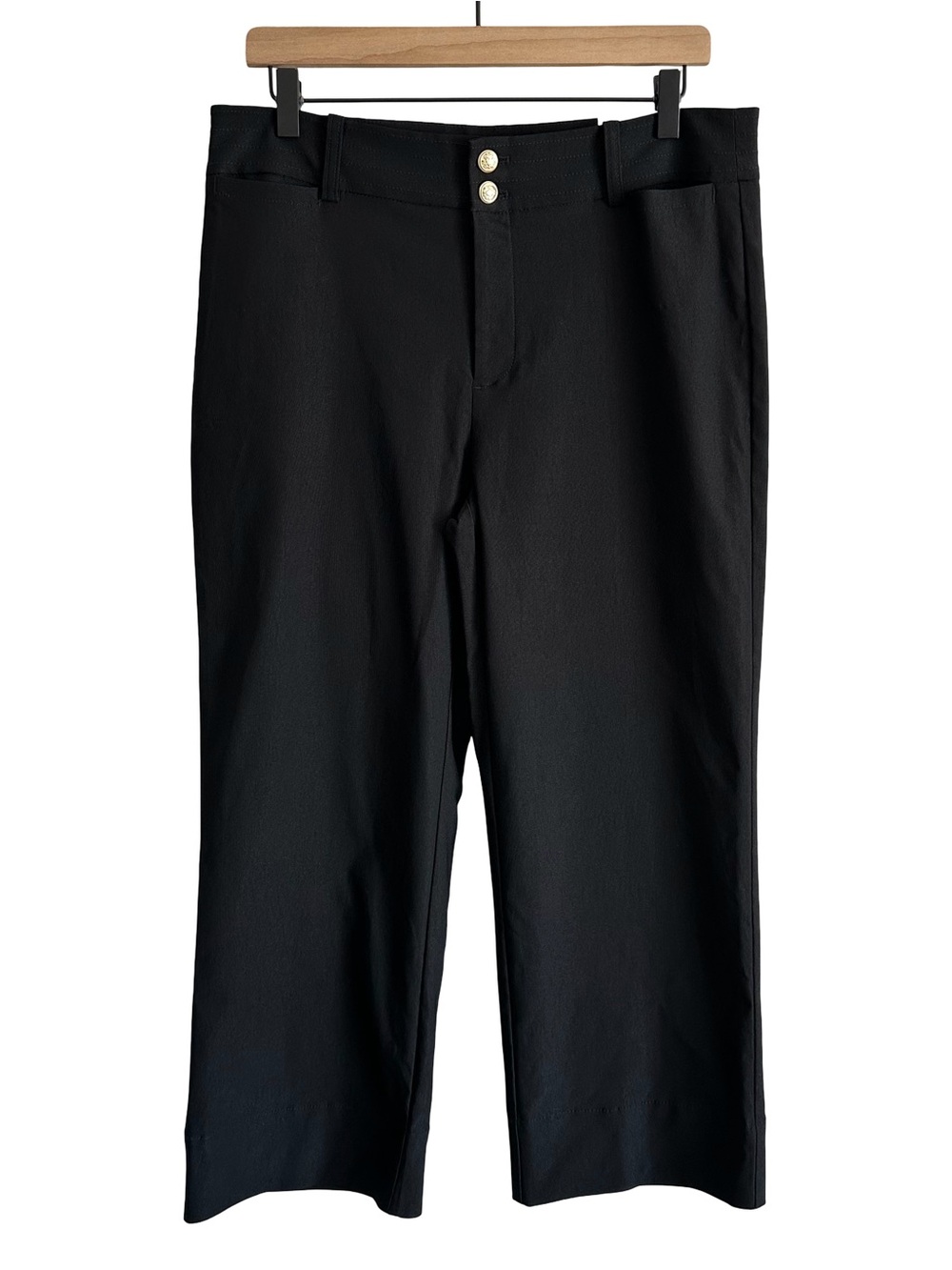 NWT Chico’s Trapunto Wide Leg Cropped Pants Black 1 US 8